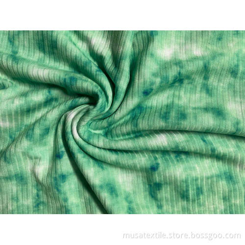 Musa Polyester Spandex 2x2 Rib Knit Print Fabric